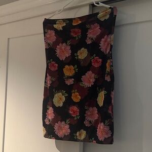 White Fox Boutique Floral Pencil Dress - Black and Pink